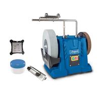 Scheppach Affûteuse à eau TIGER 7000S | Moteur à induction 200W | Pierre à aiguiser en corindon supérieur 250 x 50 mm grain 220 | Dispositif universel inclus | Pâte à poncer & Gabarit d'angle