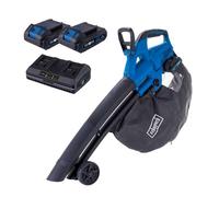 Scheppach BC-BLV720-X Aspirateur souffleur à feuilles sans fil 3 en 1 20 V | Débit d'air 516 m³/h | Vitesse de l'air 155 km/h | Série 20 V IXES | Avec 2 batteries 2 Ah et double chargeur 2,4 A