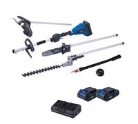 Scheppach BC-MFH400-X Appareil multifonction sans fil 4 en 1 sans fil 20 V | Débroussailleuse, taille-haie, élagueuse | Série IXES 20 V | avec 2 batteries 2 Ah et double chargeur