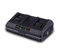 Scheppach Chargeur Double IXES 20V - SDBC2.4A - 2,4A - Li-ION - 230-240V/50Hz - Longue durée de Vie - Voyant de Charge - Rechargement Rapide