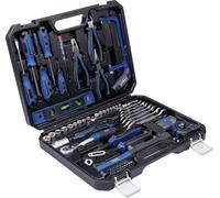 Scheppach Coffret multi outils WZK120 - Mallette à outils - Coffret à outils - 97 outils - Outils en acier chrome vanadium - Tournevis, douilles, pinces, clés