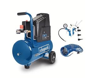 Scheppach Compresseur à air HC30o | 1100 W | Admission d'air 200 L/min | Cuve de 24 Litres | 8 bar | Sans huile & Longue durée de vie | Avec 13 accessoires inclus