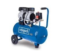 Scheppach Compresseur d’air HC26Si | Compresseur à air ultra silencieux | Cuve 24 L | 8 bars | 230 V | Capacité d’aspiration 162 L/min | Sans huile & Peu d'entretien (Avec 14 accessoires inclus)