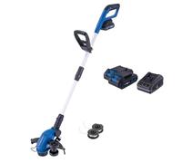 Scheppach Coupe-bordure sans fil C-LT300-X 20 V - Largeur de coupe : 300 mm - Longueur du fil : 3 m - Hauteur réglable jusqu'à 270 mm - Inclinaison de 0 à 90° - 2 bobines de fil - Avec batterie 2 x 2