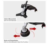 Scheppach Débroussailleuse à essence BCH5200PB | 1,8 CV / 51,7 cm3 / moteur 2 temps | 450 / 255 mm de largeur de coupe | Débroussailleuse