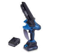 Scheppach Elagueuse à main sur batterie BC-PS150-X 20V | Brushless | Mini tronçonneuse | Longueur de coupe 150mm | Guide 6" | Vitesse de coupe 6,8 m/s | Avec batterie 2 Ah et chargeur