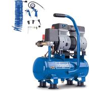 Scheppach HC08Si Compresseur ultra silencieux | 8bar | Cuve de 6L | 1,5CV / 1100W | Sans huile & entretien réduit | Débit d'aspiration 162 L/min | Compresseur silencieux (Avec 14 Accessoires inclus)