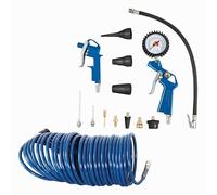 Scheppach Kit d'accessoires pour compresseur | Gonfleur de pneus avec manomètre - Soufflette - 10m de tuyau avec raccord rapide | 14 pièces Accessoires pour compresseur d'air comprimé