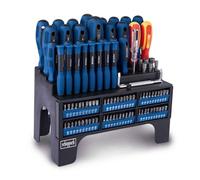 Scheppach Lot de 100 tournevis et embouts | Rangement stable et compact | Acier au chrome vanadium | Tournevis de précision - Tournevis coudé - Tournevis à cliquet - Adaptateur de douille