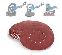 Scheppach Lot de 60 disques abrasifs pour ponceuse murale et de plafond - 215 mm - 10 disques de chaque grain K80/100/120/150/180/240 - 10 trous - Pour ponceuse à sec DS200 - DS920 - DS930 | Ponceuse
