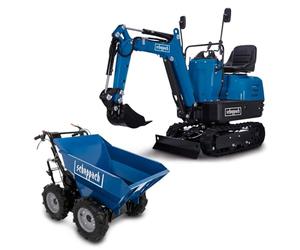 Scheppach Mini-Pelle EXC815 + Benne motorisée DP3000 - Moteur 4 Temps