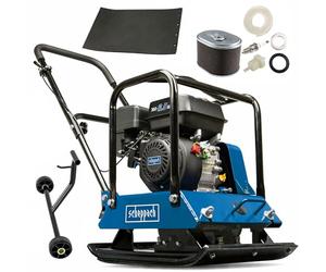 Scheppach Plaque vibrante à essence HP2000S - 25 kN | 6,5 CV | 104 kg | profondeur de compactage 30 cm | vitesse d’avance 25 m/min | taille de la plage 550x440 mm | y compris dispositif de roulement