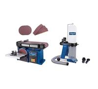 Scheppach ponceuse à bande et à disque BTS900 | meuleuse | 370W | 2850 min-1 | plateau de ponçage Ø150mm | 3 bandes et 3 disques inclus + Scheppach Aspirateur HD12| Sac de récupération 75 L