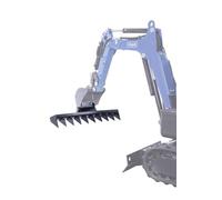 Scheppach Râteau de Pelleteuse pour Mini-Pelle EXC815 - Largeur de Travail 100 cm - 10 Griffes - pour ratisser la Paille ou Les Mauvaises Herbes, tamiser Les Roches, nivellement et ameublir Le Sol