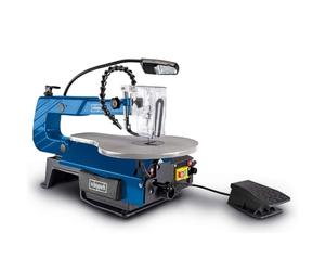 Scheppach Scie à Chantourner DECO-XLS | 120W | 500-1700 tr/min | Hauteur de coupe 50-406mm | Hauteur de levage 12mm | Buse de soufflage | Vitesse variable avec pédale | LED flexible