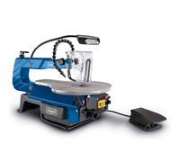 Scheppach Scie à Chantourner DECO-XLS | Puissance 120W | Hauteur de coupe 50-406mm | Hauteur de levage 12mm | 500-1700 tr/min | Buse de soufflage | Vitesse variable avec pédale | LED flexible