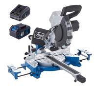 Scie à onglet radiale sans fil Scheppach BC-HM216-X | Largur/hauteur de coupe 340 & 65 mm | Lame de scie 210mm | Onglet 45 à -45° | | Série 20V-IXES | batterie et chargeur inclus