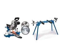Scheppach Scie à onglets avec démarrage progressif & laser HM254 | 2000W | Lame Ø255mm+ Scheppach Support Scies à Onglets UMF1600 | Charge admissible 200kg | Supports extensibles 1000-1650mm