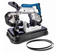 Scheppach Scie à ruban à métaux MBS1200-1100W - Hauteur de coupe jusqu'à 127mm & coupe de tubes jusqu'à Ø80mm - Table de travail amovible - Lumière LED - Vario-Speed 0,7-2,4 m/s - 2 rubans supp