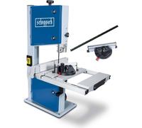Scheppach Scie à ruban HBS261 | Hauteur de passage 120mm | 2 vitesses de coupe 660/960 m/min | Réglage de la table 0-45° | Gabarit de coupe transversale et butée parallèle inclus