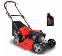 Scheppach Tondeuse à Gazon à Essence MP150-46 - Moteur à Essence 4 Temps 3,5 CV - Largeur de Coupe 46 cm - 8 hauteurs de Coupe - Bac de 55 l - Mulching - Ejection latérale (avec Huile Moteur)