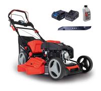 Scheppach Tondeuse à Gazon Hybride MS225-53E - Moteur 4 Temps 224 cm3 / 6 CV - Largeur de Coupe 53 cm - Bac 65 L - Batterie 2Ah + Chargeur Inclus (avec Huile Moteur + Lame supplémentaire)