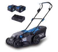 Scheppach Tondeuse à Gazon sans Fil BC-MP430-X 20V Brushless | Largeur de Coupe 43cm | 600-700m2 | Réglage de la Hauteur de 25-75mm | Panier 50L (avec 2 Batteries 4 Ah et Chargeur Double)