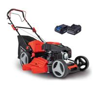 Scheppach Tondeuse Thermique MS200-51E - Hybride - 1 Bat 2Ah + Chargeur | démarrage électrique - 5,2 CV / 3,8 KW - Largeur de Coupe 51 cm - Bac de 65 l - Hauteur de Coupe réglable