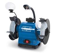 Scheppach Touret à 2 Meules BG200 | 4903105901-9930 | 550W | Meules Ø200 mm | Grain 36 et Grain 60 | Pare-étincelles | Porte-outils réglables | Réservoir d'eau intégré | Lampe orientable