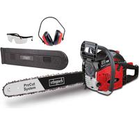 Scheppach Tronçonneuse à essence BKS5300S Tronçonneuse | Guide et chaîne de qualité ProCut 18" | Épaisseur de coupe 44cmØ | Moteur 2 temps d'une puissance de 2,7 CV | Protection auditive, lunettes de