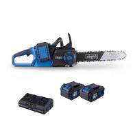 Scheppach Tronçonneuse sans fil BC-CS355Duo-X - Série 20V IXES - longueur de coupe 33,5 cm - longueur de la lame 35,6 cm - vitesse de coupe 15 m/s - 2 batteries 4Ah + chargeur double inclus