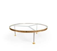 Scherlin Table basse 14 verre. structure en acier laqué. plaque en laiton