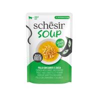 Schesir, Soupe aux Filets de Poulet aux Carottes et Citrouille, Nourriture Humide complémentaire pour Chats, Recette Originale, 100% Naturelle, 12 enveloppes de 40 g