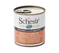 Schesir, Aliments humides pour Chiens Adultes au goût Ton aux Carottes, Filets en gelée Douce - Total 4,56 kg (16 boîtes de 285 G)