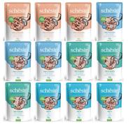 SCHESIR Assortiment pour chat « Mix » aux 4 saveurs de poisson, 12 x 85 g