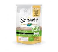 SCHESIR Bio Nourriture humide pour chats 16 sachets x 85 g (poulet sur patiné adulte)
