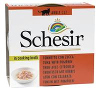Schesir Nourriture humide pour chat Thon et citrouille en bouillon – 24 x 70 g