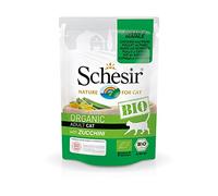 Schesir Cat Bio Adult Poulet et Cochon avec courgettes, Nourriture pour Chat Humide, 16 sachets x 85 g