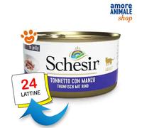 Schesir Chat Boîte Avec Fils De Bœuf Nourriture Humide Pour Chats 85 Gr