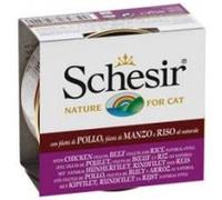 Schesir chat - filets de poulet, filets de boeuf et riz au naturel - 85 g