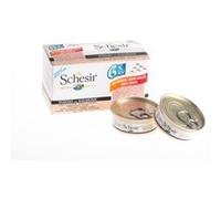Pâtée pour chat avec bouillon - Lot de 6 boîtes x 50 g Thon avec saumon - Schesir