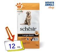 Schesir, Aliments secs pour Chiens Adultes de Grande Taille au goût du Poulet, Ligne de Conservation en croquettes - Format Sac de 12 kg