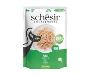 SCHESIR Complements Poulet en gelée, sachet d'aliments humides complémentaires pour chats, 70 g