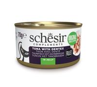 SCHESIR Complements Thon et morue en gelée, aliment humide d'appoint pour chats, 70 g