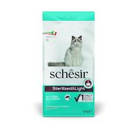 Schesir, Nourriture pour Chats Adultes stérilisés ou en surpoids, Ligne Light Saveur Poisson, croquettes - Format Sac de 10 kg