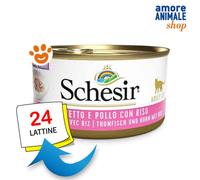 Schesir – Thon, filet de poulet et riz au naturel – 85 g
