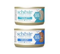 Schesir Dieta - Nourriture humide pour chat - Diète Weight - Plusieurs mélanges et saveurs - 8 x 80 g (8 x 80 g, 4 x poulet mousse, 4 x thon)