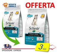 Schesir Dry Medium Adult Maintenance Avec Poisson 3/12 KG - pour Chiens Adultes