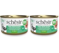 Schesir en gelée, Thon avec algues, 12 x 70 g en boîte, Nourriture Humide complète pour Chats, sans cruauté, sans conservateurs, Poisson Durable (Lot de 2)