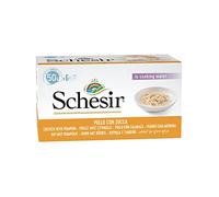 Schesir, Filet de Poulet avec Citrouille, Nourriture Humide pour Chats dans Son Propre jus, 8 x 6 boîtes de 50 g